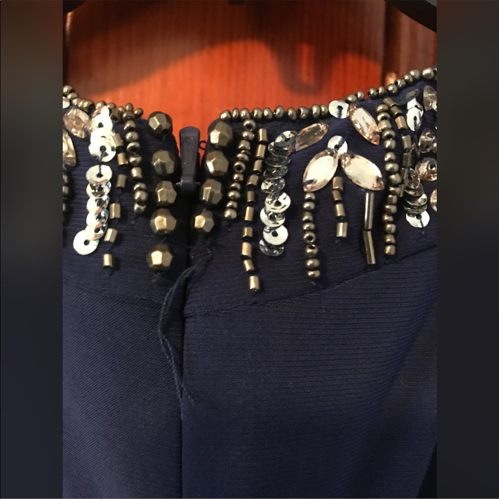 Xscape Blue with Silver Beads Formal Dress - Picture 7 of 7